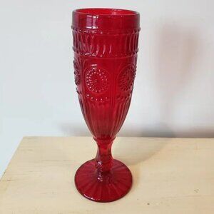 RARE: The Pioneer Woman Ruby Red Glass Adeline Champagne/Wine Flute 8" in height